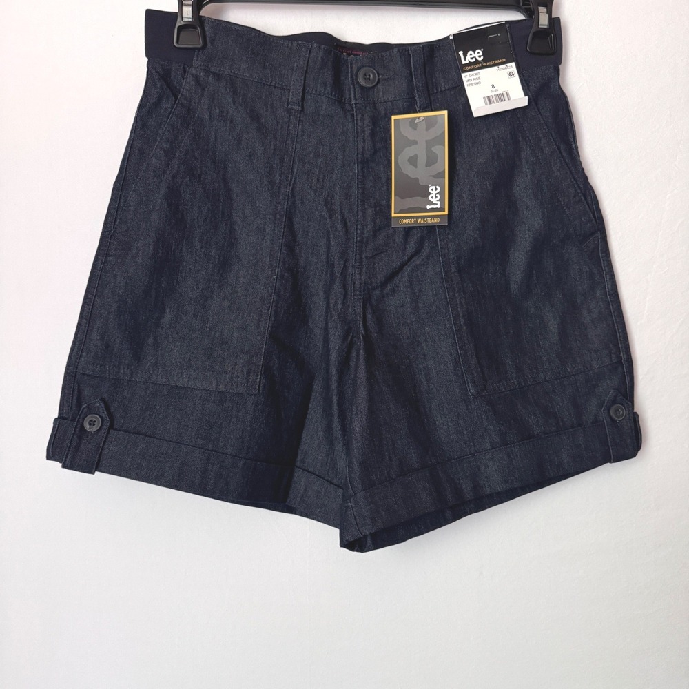 Lee‎ Denim Short Mid Rise Women 8 Indigo Comfort Waistband